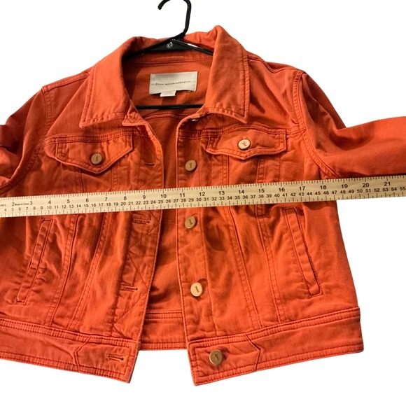Pilcro and the Letterpress Orange Denim Trucker Jacket Cropped Stretch Medium - Picture 5 of 8